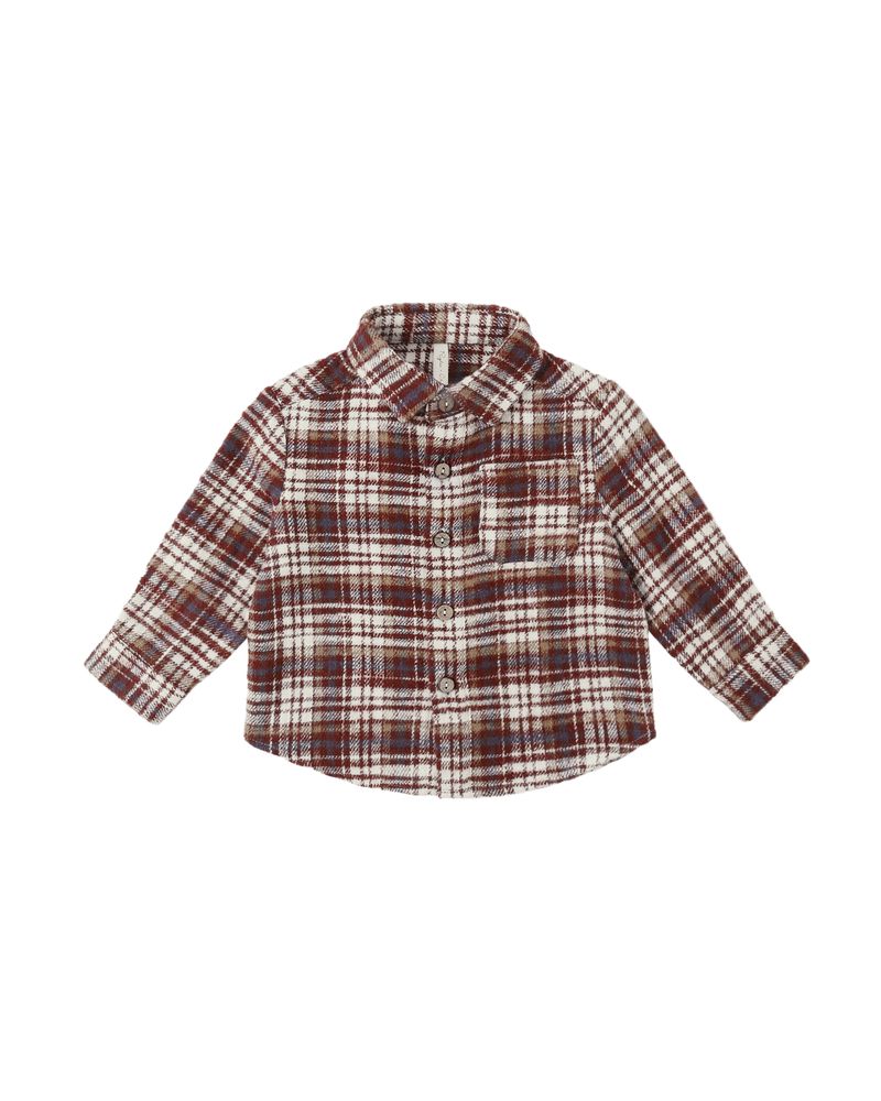 Collared Long Sleeve Shirt in Burgundy Plaid by Rylee + Cru