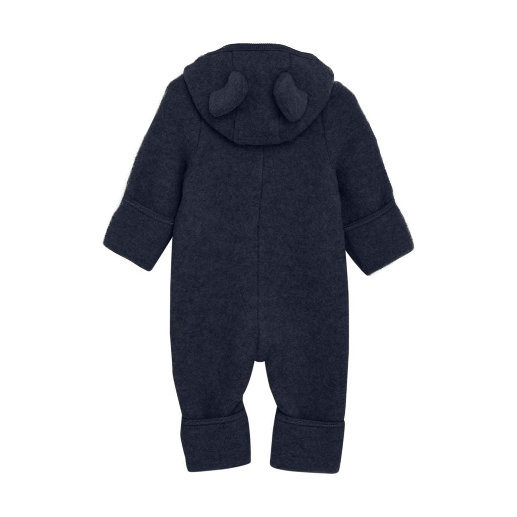 Pram Suit in Navy Melange with Ears by Huttelihut