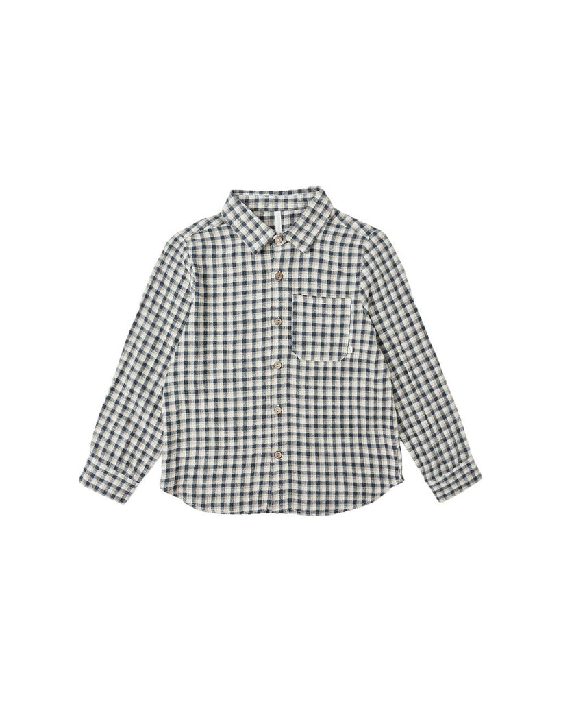 Collared Long Sleeve Shirt in Navy Check by Rylee + Cru