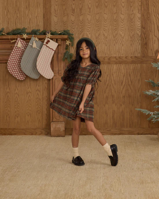 Jolene Dress in Holiday Plaid by Rylee + Cru