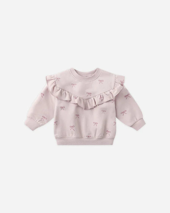 Ruffle Fleece Sweatshirt in Bows by Quincy Mae