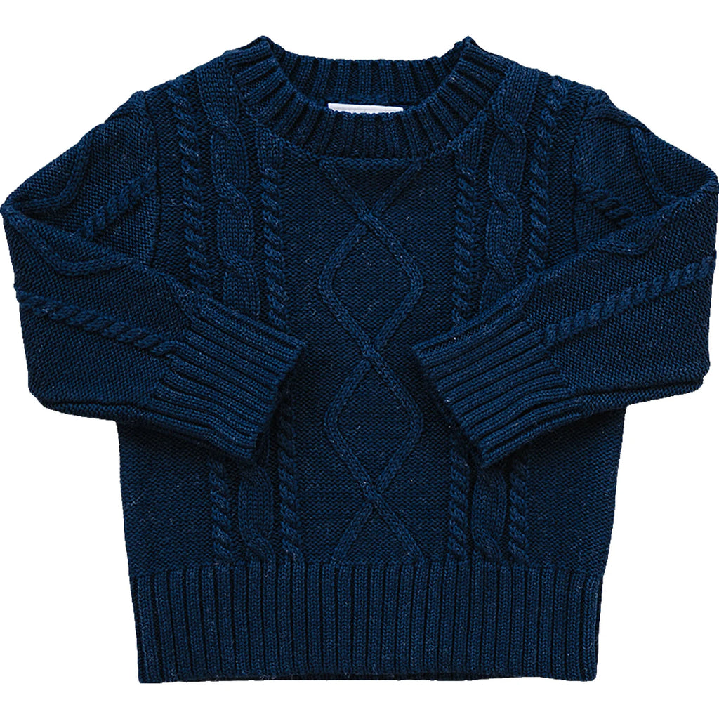 Cable Knit Sweater in Navy by Mebie Baby