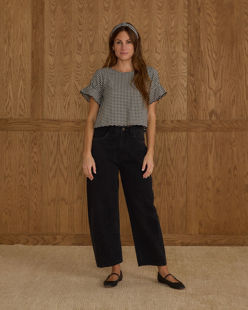 Francie Blouse in Black Gingham by Rylee + Cru