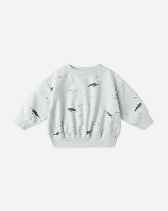 Relaxed Fleece Sweatshirt in Narwhals by Quincy Mae