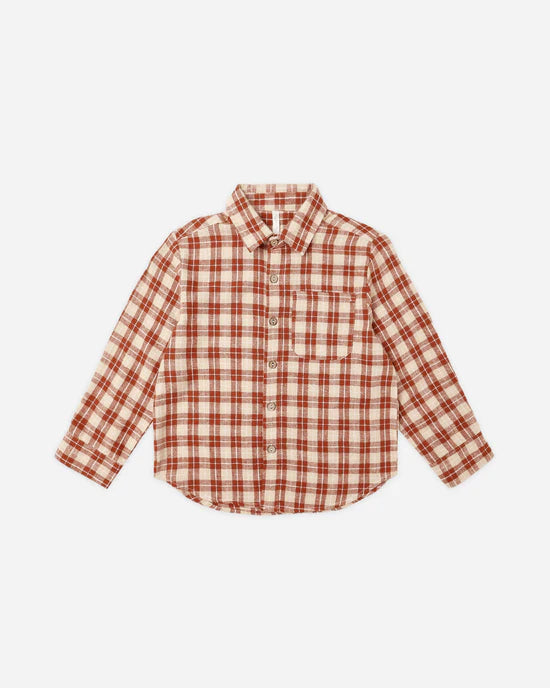 Collared Long Sleeve Shirt in Red Plaid by Rylee + Cru