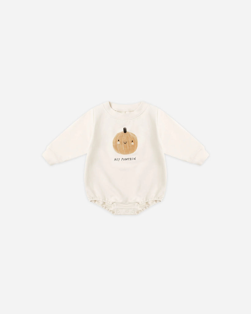 Crewneck Bubble Romper in Pumpkin by Quincy Mae