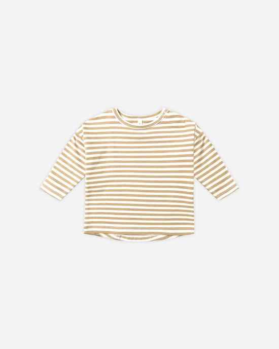 Long Sleeve Tee in Gold Stripe by Quincy Mae