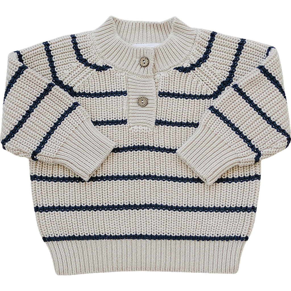 Button Knit Sweater in Stripe by Mebie Baby