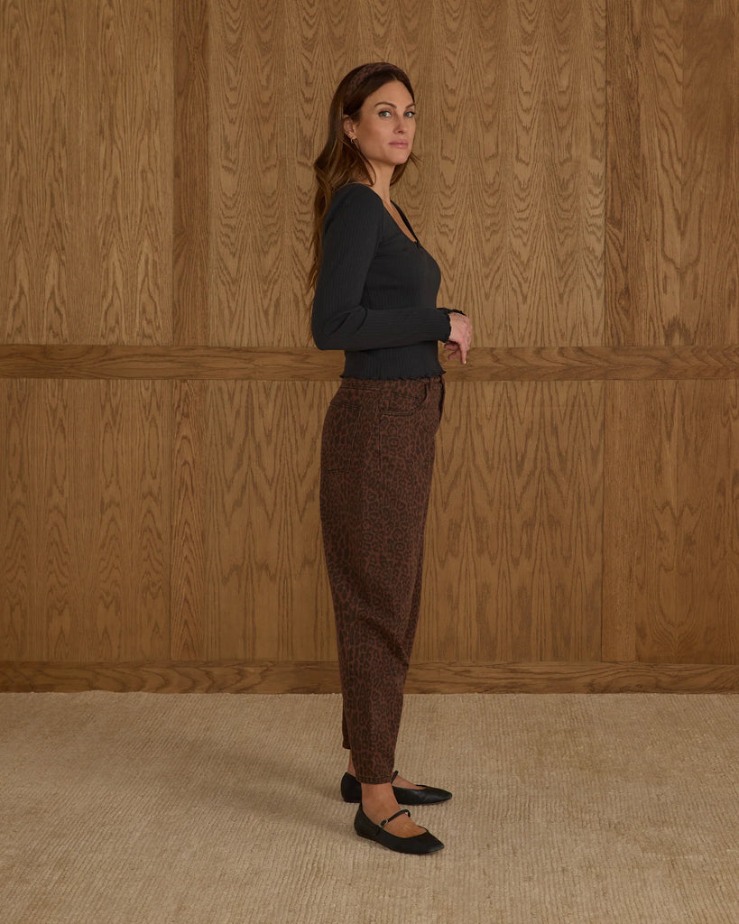 Barrel Denim in Leopard by Rylee + Cru