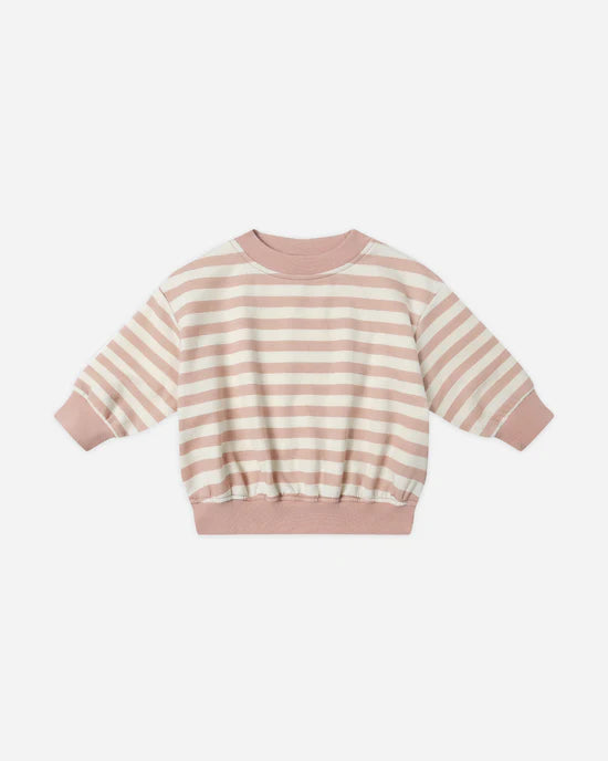 Relaxed Sweatshirt in Pink Stripe by Quincy Mae