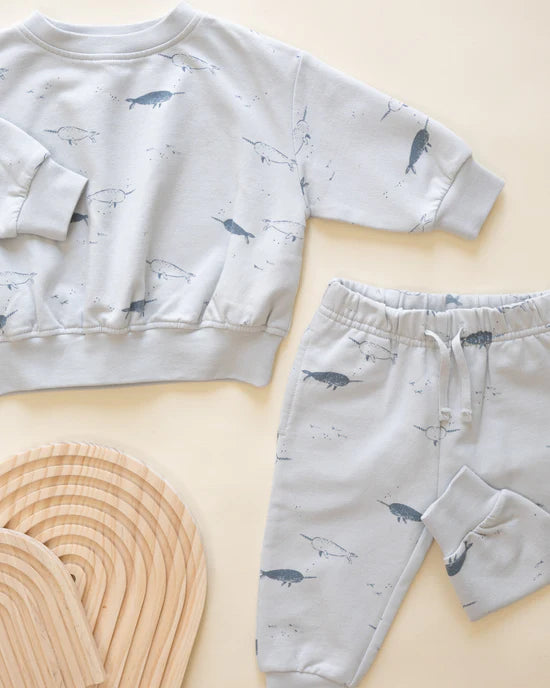 Relaxed Fleece Sweatshirt in Narwhals by Quincy Mae