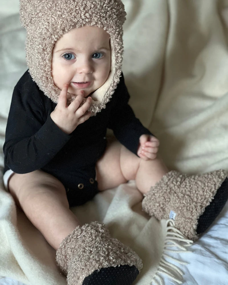Teddy Baby Booties in Oatmeal by 7AM