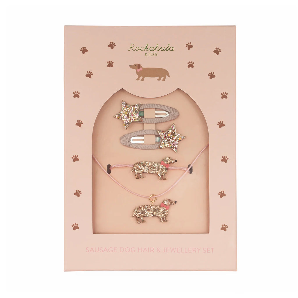 Sausage Dog Hair & Jewellery Set by Rockahula