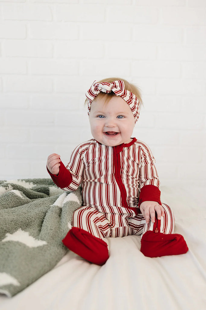Bamboo Head Wrap in Red Stripes by Mebie Baby