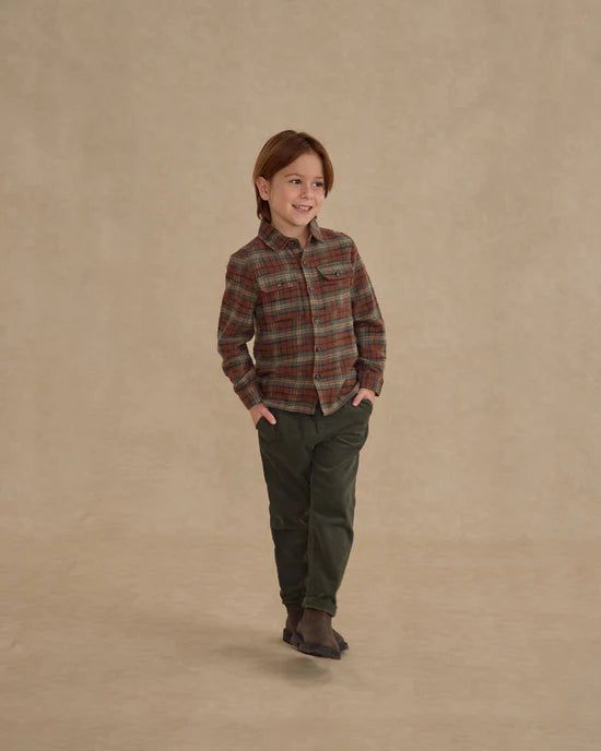 Pocketed Flannel Shirt in Holiday Plaid by Rylee + Cru