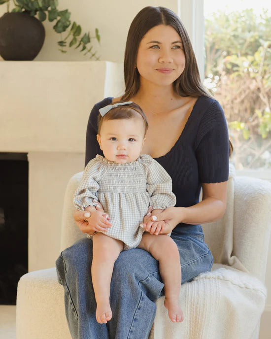 Eden Romper in Blue Gingham by Quincy Mae