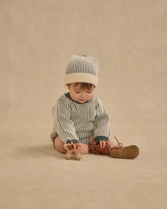 Haywood Romper in Green Stripe by Rylee + Cru