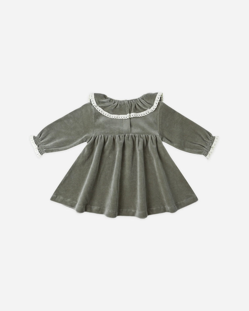 Velour Baby Dress in Forest by Quincy Mae
