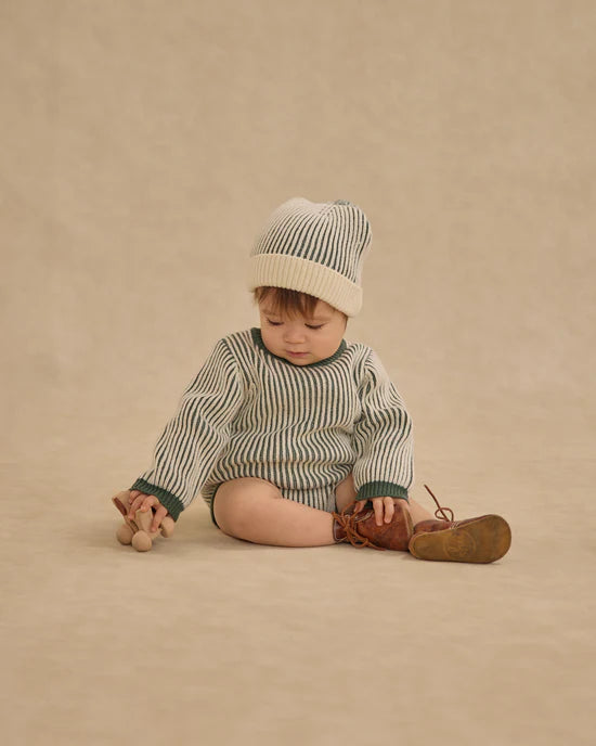 Haywood Romper in Green Stripe by Rylee + Cru