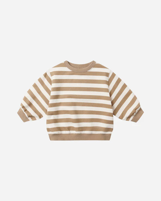 Oversized Crew Sweatshirt in Gold Stripe by Quincy Mae