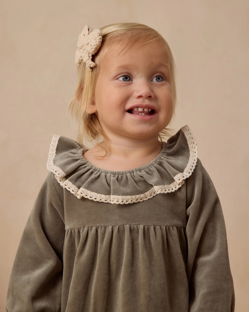 Velour Baby Dress in Forest by Quincy Mae