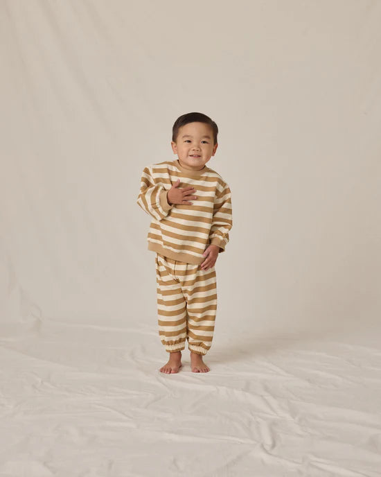 Oversized Crew Sweatshirt in Gold Stripe by Quincy Mae