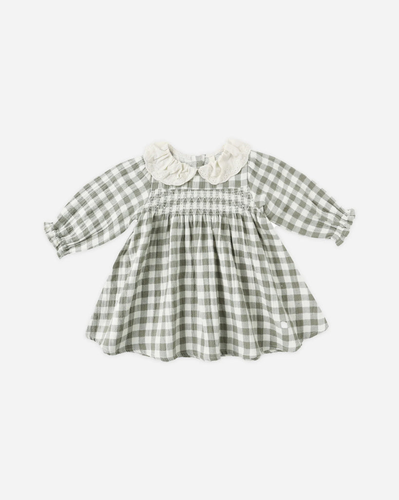 Callie Dress in Forest Check by Quincy Mae