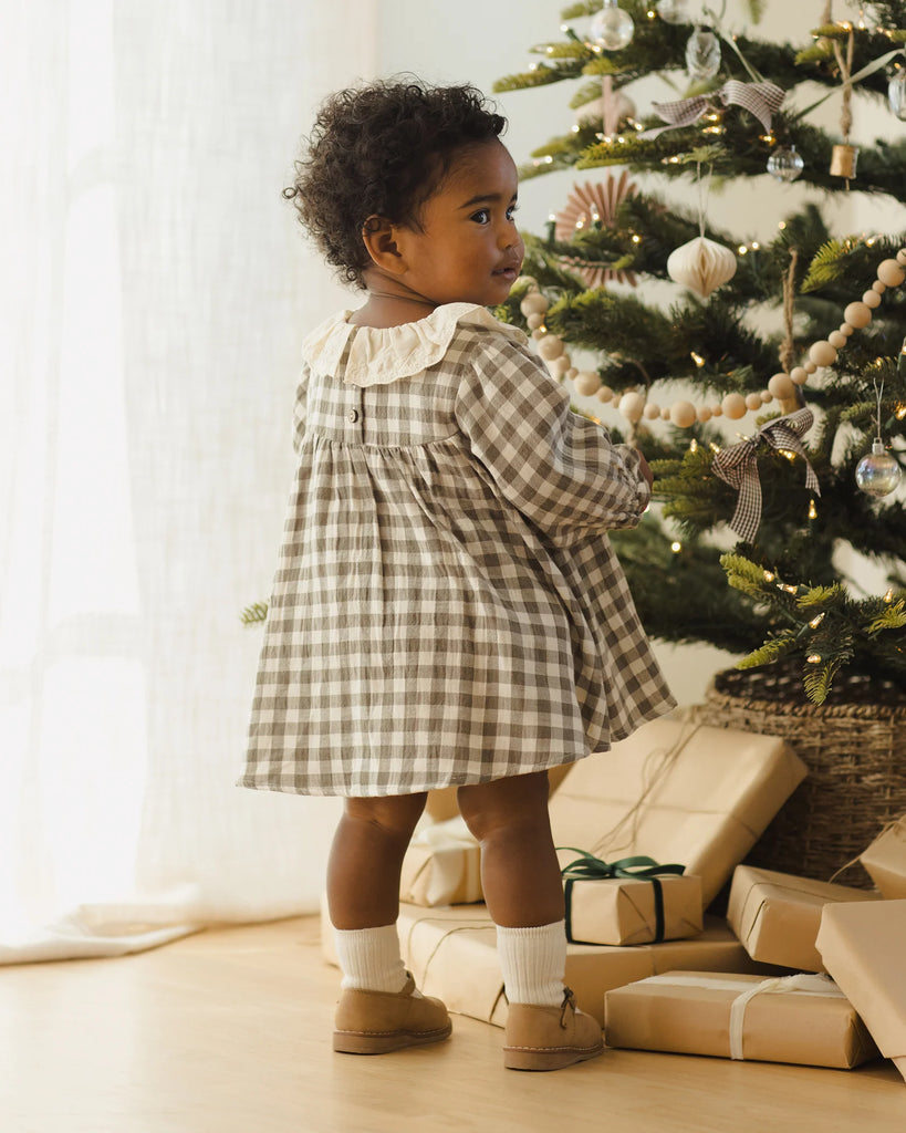 Callie Dress in Forest Check by Quincy Mae