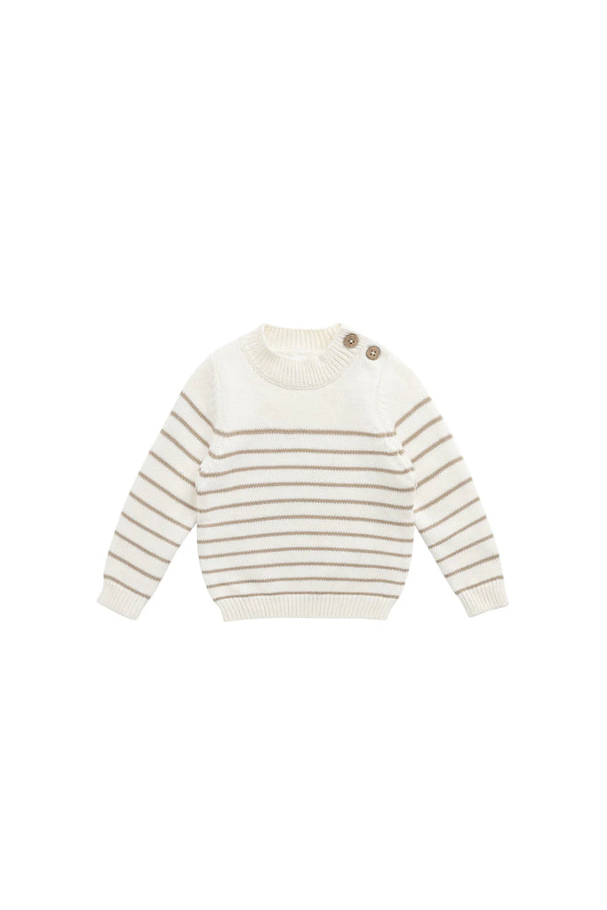 Malcom Knitted Sweater in Stripe Cloud/Brioche by Jamie Kay