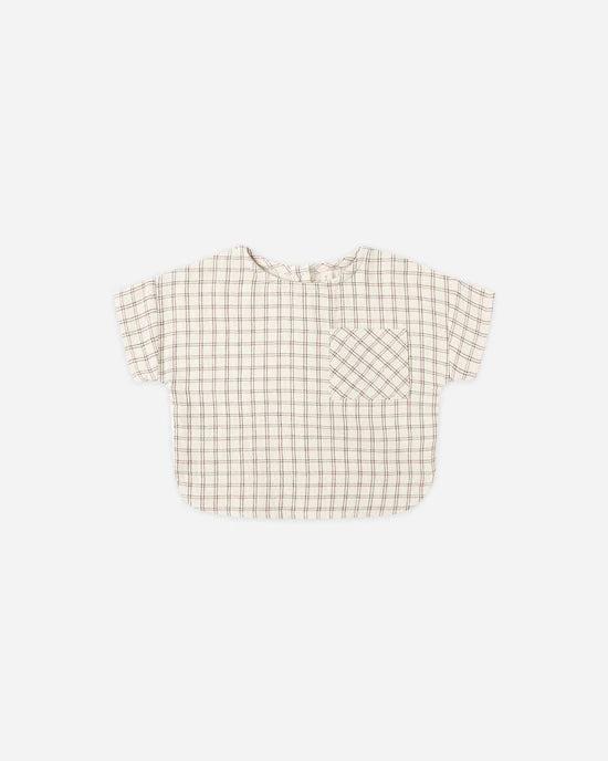 Woven Boxy Top in Cedar Check by Quincy Mae