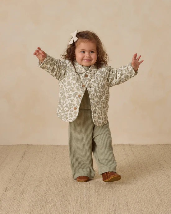 Quilted Jacket in Green Floral by Quincy Mae