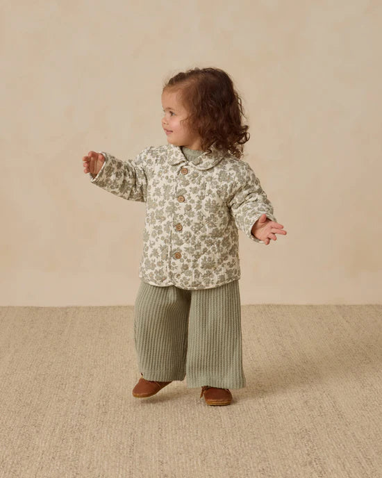 Quilted Jacket in Green Floral by Quincy Mae