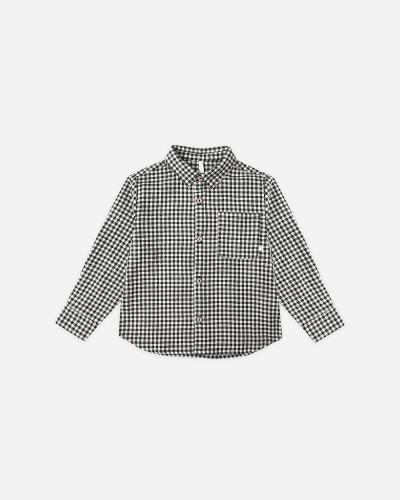 Collared Long Sleeve Shirt in Black Gingham by Rylee + Cru