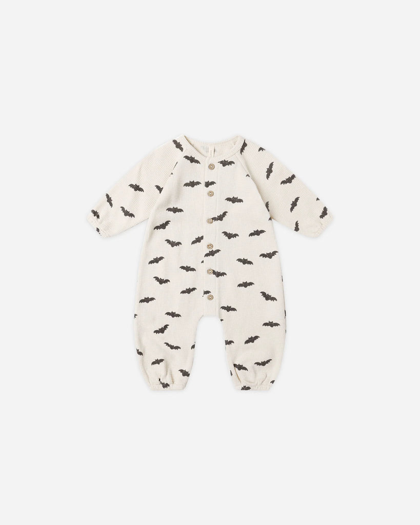 Waffle Long Sleeve Jumpsuit in Bats by Quincy Mae