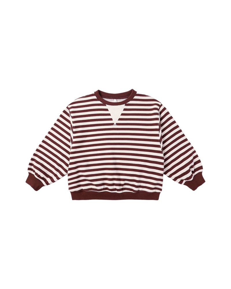 Oversized Crew in Burgundy Stripe by Rylee + Cru