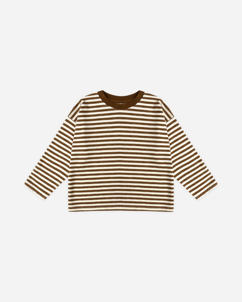 Camden Long Sleeve Tee in Brown Stripe by Rylee + Cru