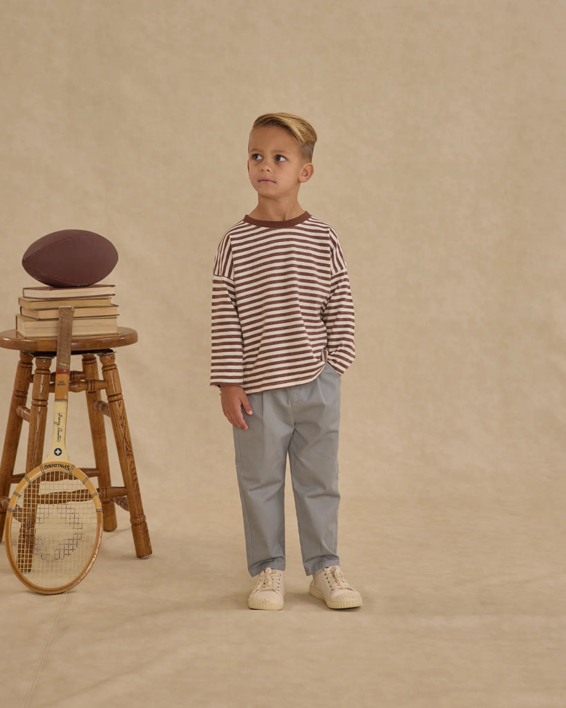 Camden Long Sleeve Tee in Brown Stripe by Rylee + Cru