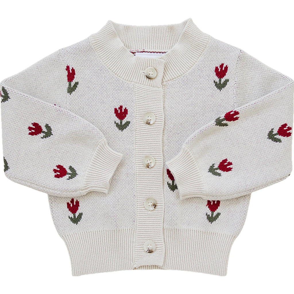 Button Down Cardigan in Tulip by Mebie Baby