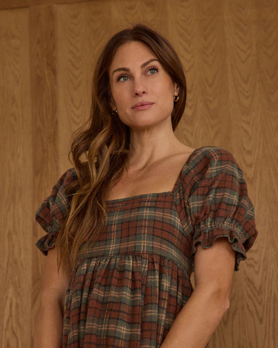 Naomi Dress in Holiday Plaid by Rylee + Cru