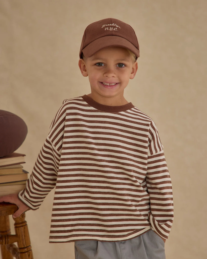 Camden Long Sleeve Tee in Brown Stripe by Rylee + Cru