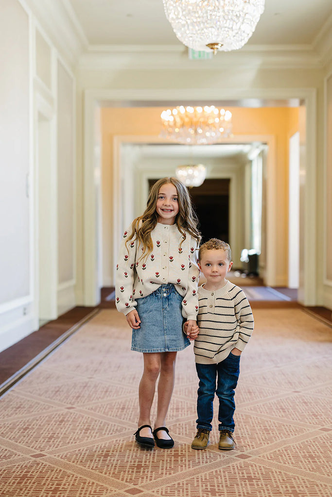 Button Down Cardigan in Tulip by Mebie Baby