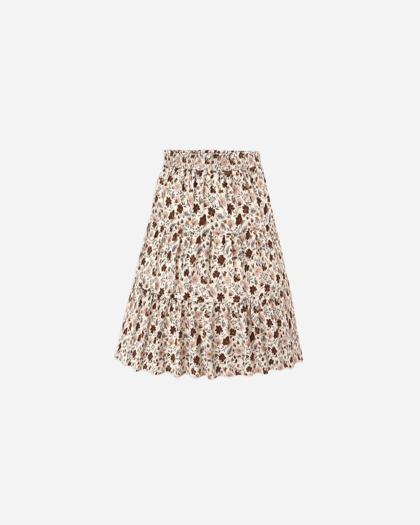 Ruffle Tiered Midi Skirt in Posy by Rylee + Cru