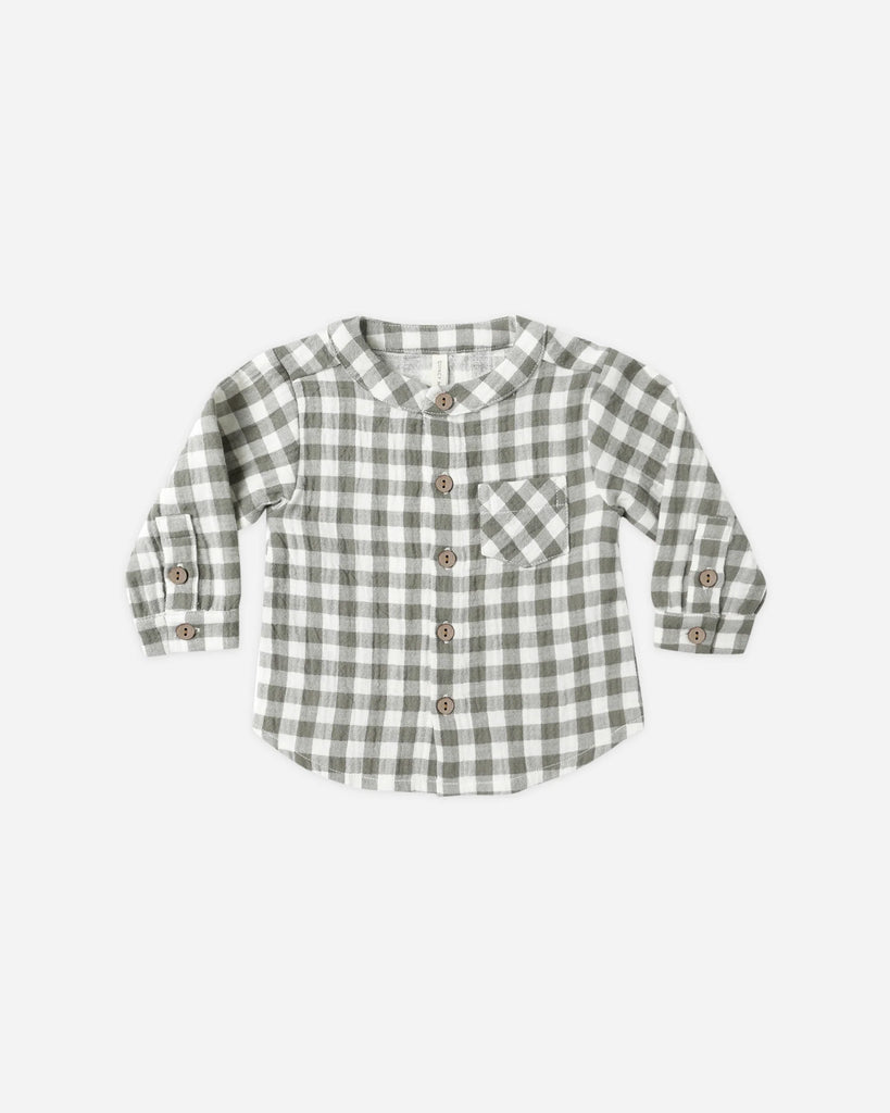 Milo Shirt in Forest Check by Quincy Mae