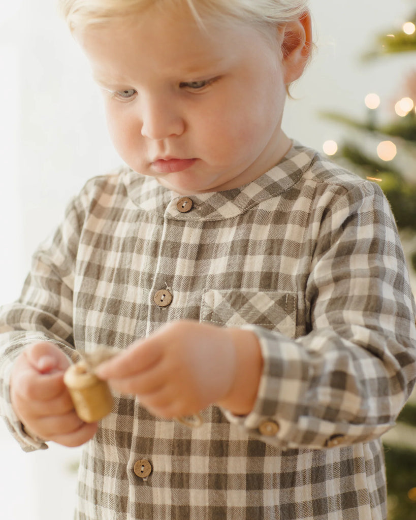 Milo Shirt in Forest Check by Quincy Mae