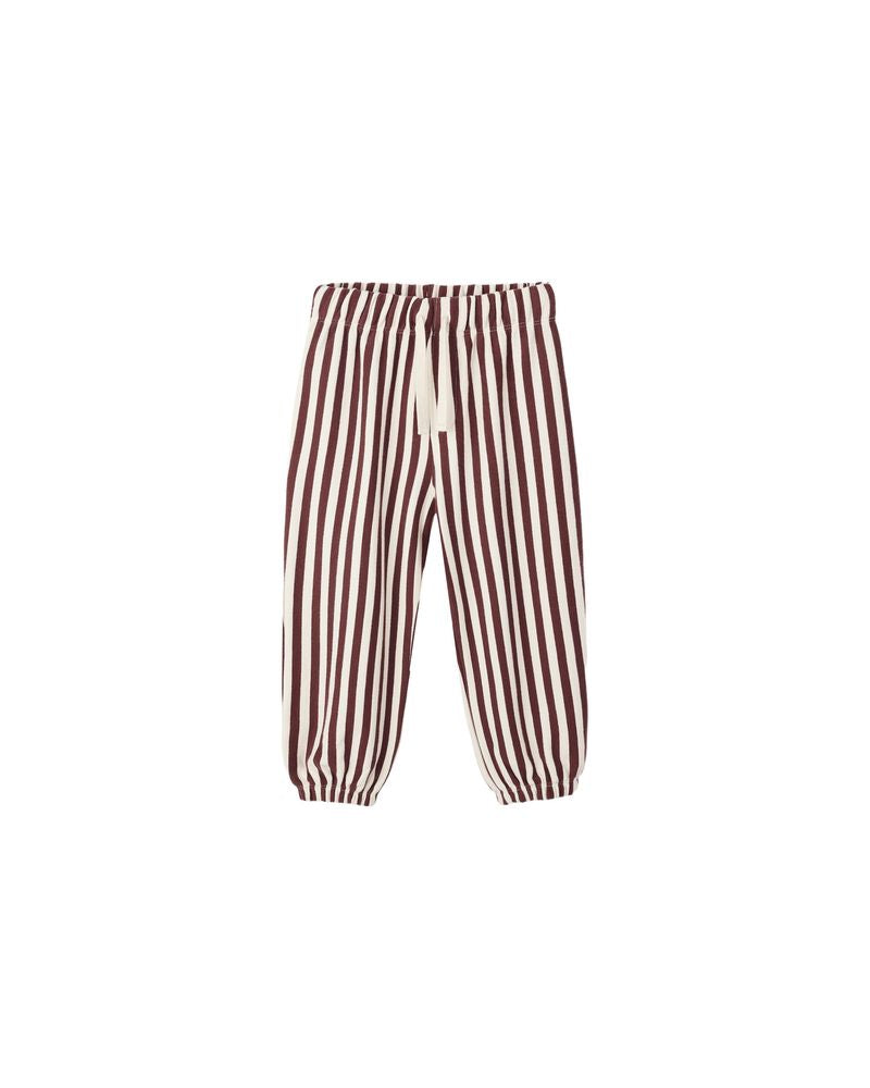 Relaxed Jogger in Burgundy Stripe by Rylee + Cru
