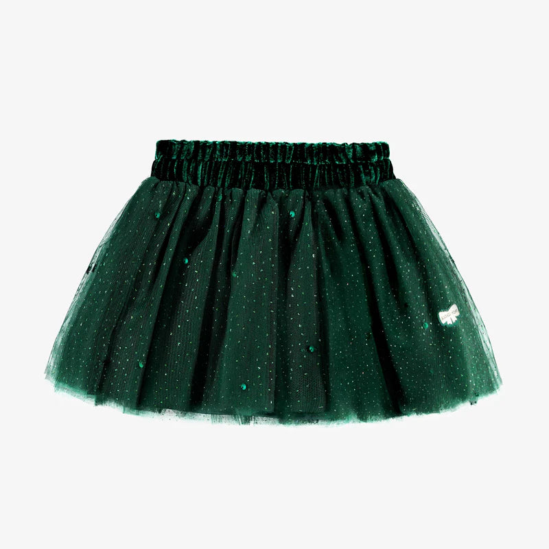 Skirt in Green Sequin by Souris Mini