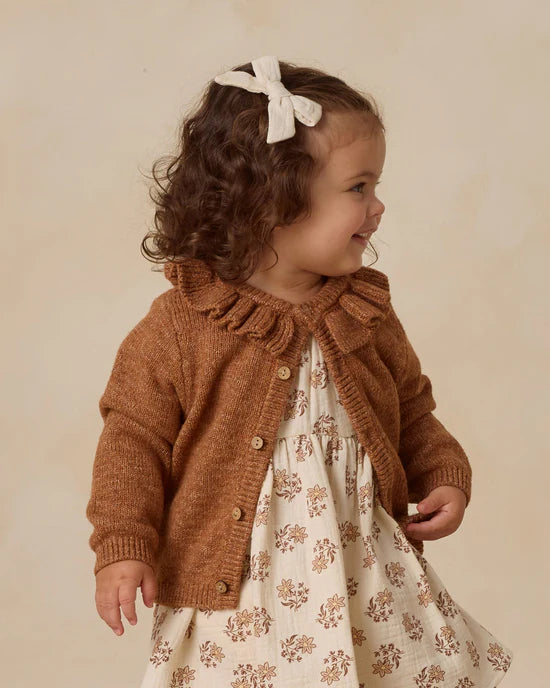 Ruffle Collar Cardigan in Heathered Cedar by Quincy Mae