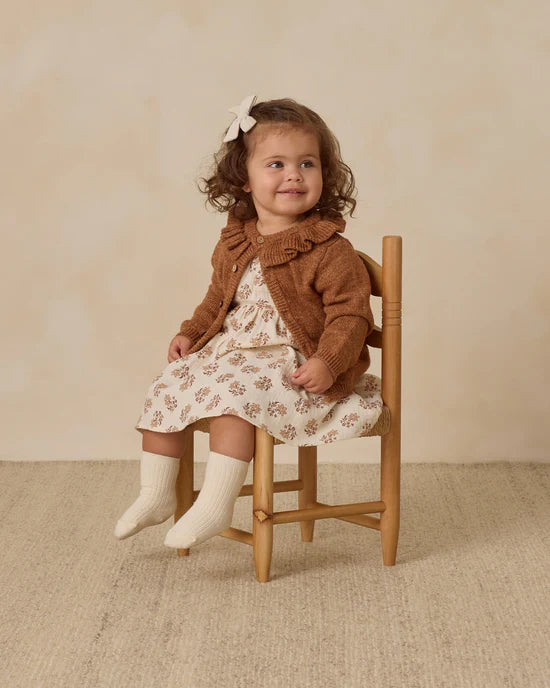 Ruffle Collar Cardigan in Heathered Cedar by Quincy Mae