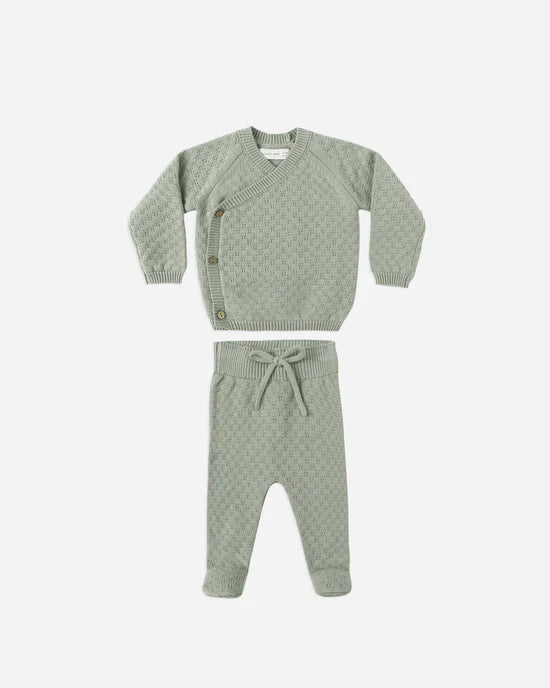 Knit Wrap Top + Pant Set in Fern by Quincy Mae