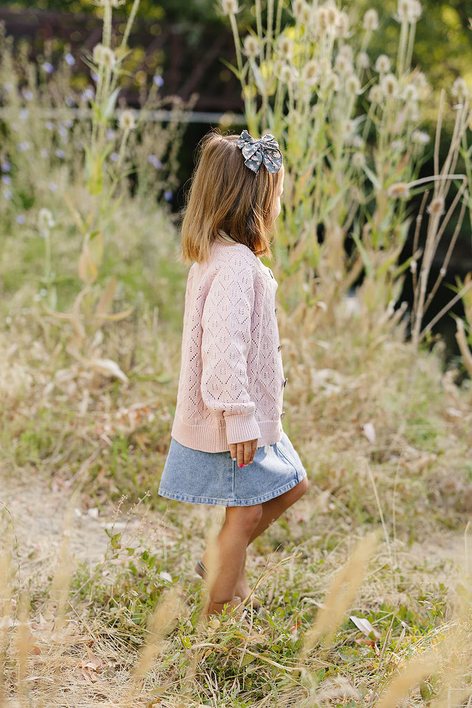 Pointelle Button Down Cardigan in Pink by Mebie Baby